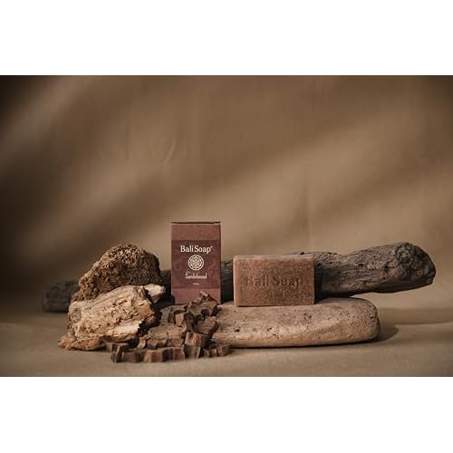 Bali Soap - Sandalwood Natural Soap - Bar Soap for Men & Women - Body and Face Soap - Vegan, Handmade, Exfoliating Soap - 3 Pack, 3.5 Oz each