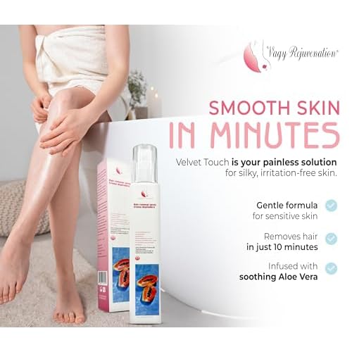 Vagy Rejuvenation Velvet Touch Depilatory Cream ? Gentle Hair Removal for Sensitive Skin ? Full Body Use ? Pain-Free Hair Removal with Refreshing Papaya Scent