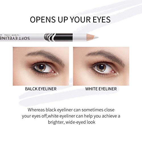 Fashionwu White Eyeliner Pencil Professional Highlighter Eye Liner Pen Soft Strokes Waterproof Long-Lasting Eyeshadow Eye Silkworm Brighten Pencil Beauty Makeup Tool (48pcs)