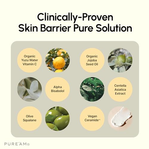 PURE'AM - Korean Barrier Repair Moisturizer Cream For Dry & Sensitive Skin - Hydrating Face Balm - 75ml (2.5 Fl Oz)