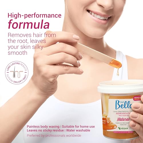 DEPIL BELLA Brazilian Sugar Wax, Hair Removal Wax for Personal & Professional Use, Organic, Natural, Vegan, Washable, All Skin Types - 2.87lbs