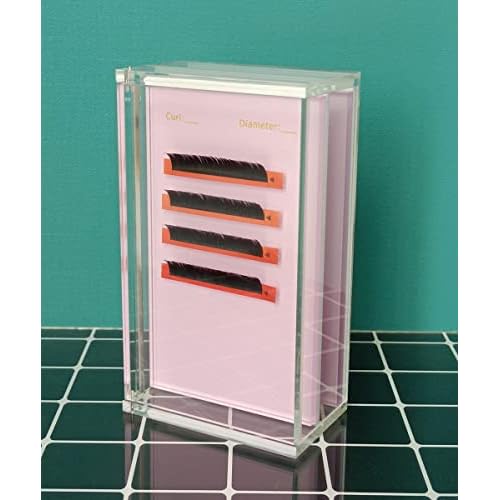 2 Layers Acrylic Eyelash Pallet Organizer Box, Grafting Eyelash Clear Makeup Display Container for False lashes Transparent Storage Case (Pink)