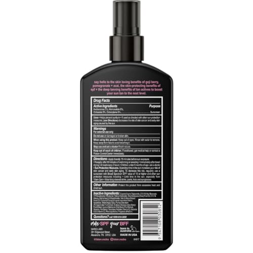 b.tan SPF 7 Tanning Oil | Hello Sunshine - Deep Suntan Dry Spray, Best Outdoor Browning Body Mist, Packed with Moisturizing Goji Berry, Pomegranate + A?ai, Austrailian Brand, 8 Fl Oz