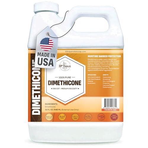 33rd Parallel | DIMETHICONE Oil (32 oz) 100% Pure, Cosmetic Grade | Widely Used in Moisturizers, Lotions, Primers, Foundations, Hair Products, Sunscreen, Wound Care | 32 Ounces