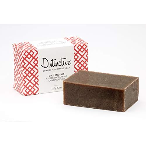Luxury Handmade Soap - Natural Soap Bar fragranced with Opulence of Amber and Calming Sandalwood - Palm Oil Free, No Preservatives, Plastic Free, Never tested on Animals (1)