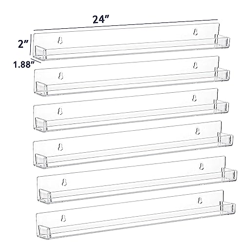 6Pcs/Set 24 Inch Nail Polish Rack Wall Mounted, Lipstick Essential Oil Bottle Clear Holder Organizer, Big Display Stand Wall Shelf for Bottle Cup Make-ups