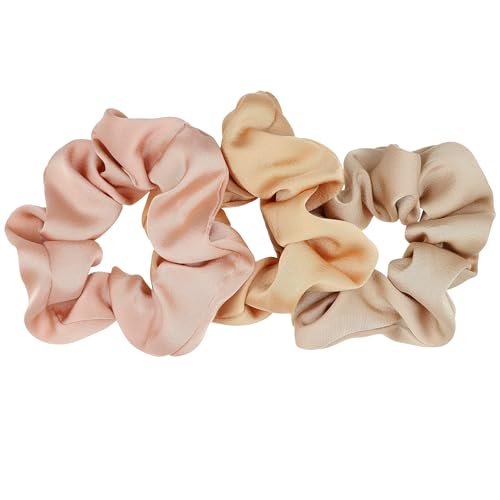 L. Erickson Large Satin Scrunchies, 3 Pack Daylight Warm Neutrals