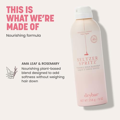 Drybar Seltzer Spritz Flexible Hold Hairspray | Holds Style for 8 Hours* with Touchable Finish, Adds Softness, Ultrafine Mist Diffuser for Even, Quick Drying Application, Vegan & Cruelty Free