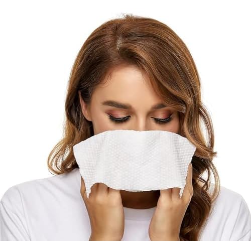 MSOEUESO Soft Dry Wipes Cotton Facial Tissues, 300 Count Disposable Face Towels, Cotton face Towel for Sensitive Skin, Facial Cleansing, Makeup Removing, Surface Cleaning (300 Count (Pack of 3))
