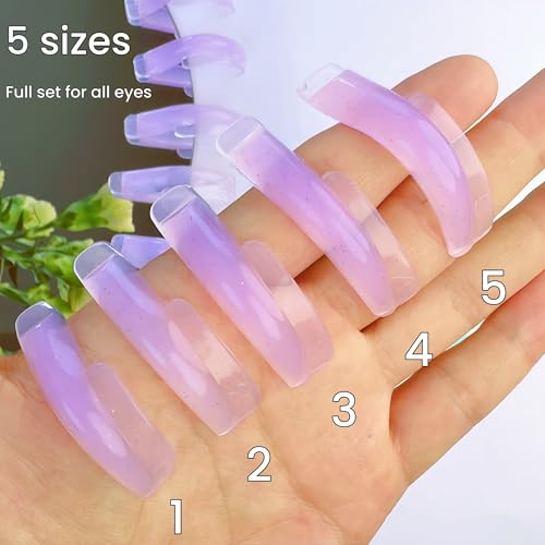 Silicone Lash Lift Shields Japanese Cat Eye Pad 5 Size Jelly Lifting Shield Lifts Eyelash J Curl Lami Lamination Roller Korean Natural Perming Rod Elastic Silicon Pads for Lift and Tint Easy To Perm