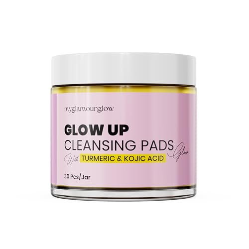 Turmeric Glow Up Pads ? Exfoliating Facial Cleansing Pads with Kojic Acid & Natural Turmeric Extract, 30 Count