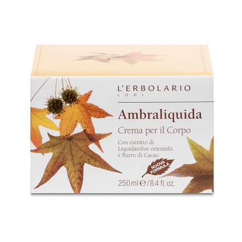 L'Erbolario Body Cream - Moisturizing Body Butter for Dry Skin - Toning and Protecting Skin Care with Amber and Creamy Scent - Ambraliquida - 8.4 oz
