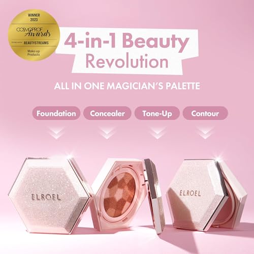 Blending Cushion 4-in-1 Korean Cushion Foundation with Italian Caviar, Collagen & Hyaluronic Acid - 12HR Long Lasting, Hydrating & Age-Defying Makeup Concealer 0.44 oz (#21 Light Beige)