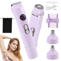 Abnaok 4-in-1 Electric Razors for Women, Cordless Electric Razors for Body Hair, IPX7 Waterproof Bikini Shaver with Replaceable Blade Heads & LED Display for Face/Underarm/Leg