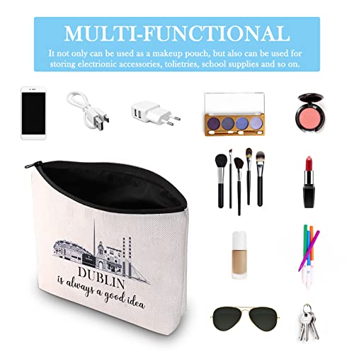GJTIM Dublin Holiday Vacation Trip Surprise Gift UK Travel Gift Ireland Vacation Gift Dublin Ireland Travel Souvenir Gift Travel Makeup Bag For Irish Lovers (Good Idea Dublin Bag)