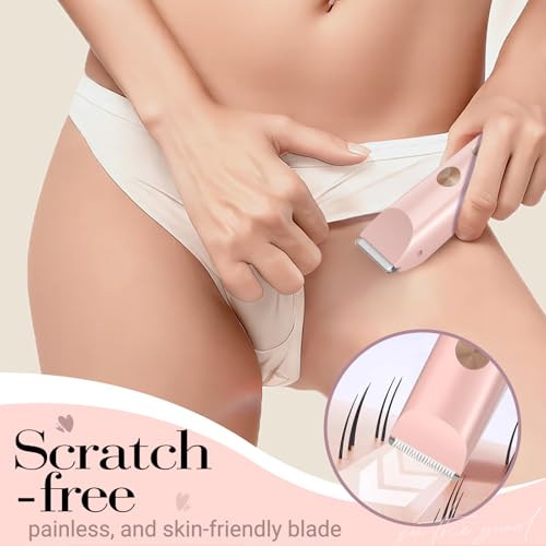 Bikini Trimmer for Women Electric Razors for Women Women's Electric Razor 2 in 1 Shaver Pubic Hair Trimmer Ipx7 Waterproof Wet Dry Use Bikini Shaver for Ladies Pubic, Legs, Face, Underarms (Pink)