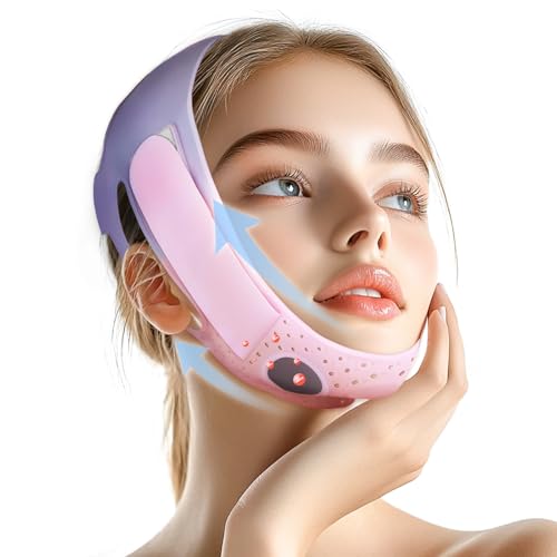 Chin Strap for Sleeping, Soft Silicone V-Line Lifting Mask, Reusable Face Lift for Women Men Anti Snoring Devices for Sleep Home Working Travel Yoga (Blush Pink) (pink)