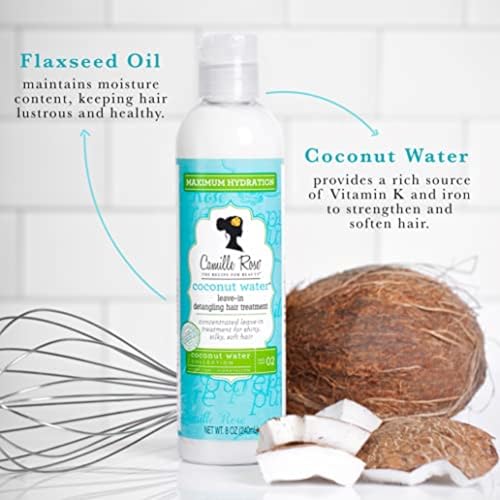 Camille Rose Leave-In Conditioner, Coconut Water ? Lightweight Deep Conditioning Hair Treatment, Detangler & Frizz Control, 8 Fl Oz