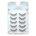 Fake Eyelashes Natural Look Daily False Eye Lashes Daily Strip Cross Black Band 10-12mm LASGOOS Thick Lashes A Shape Cute Devil Lash for Cosplay Wedding Work Manga Eye Makeup 5 Pairs Bulk L05BK