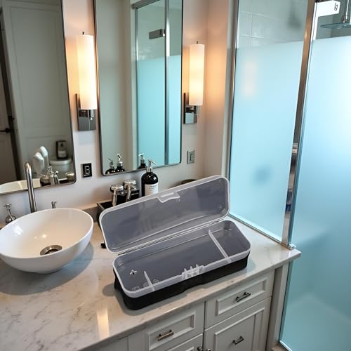 1Pc White Transparent Shaving Box for Shaver Razor, Razor Protector Plastic Box Cover Container Storage for Manual Razor System Shaver Accessories