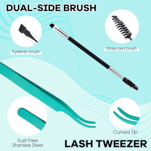 GEMERRY Lash Extension Kit 30D+40D Lash Clusters 10-18mm Individual Lashes Clusters Waterproof Lash Bond and Seal Remover Tweezers Brush