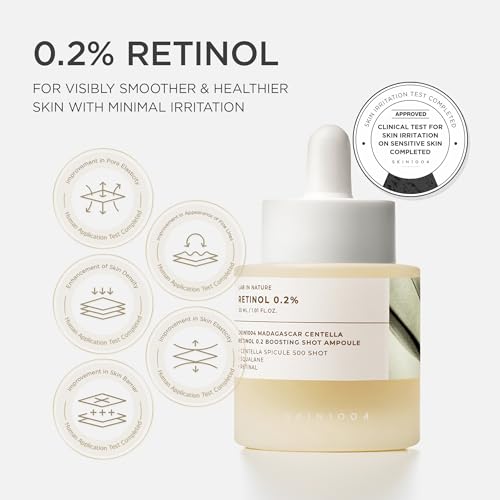 SKIN1004 Retinol 0.2% Boosting Shot Ampoule, Face Serum for Skin Elasticity, Facial Spicule Serum with Retinol & Retinal, Centella Ampoule for Fine Lines & Wrinkles, Korean Skin Care, 1.01fl.oz / 30ml