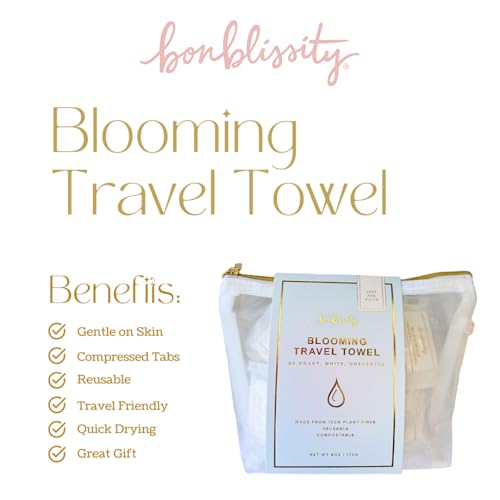 Bonblissity Compressed Face Towel Tablets for Travel, Reusable Portable Compact, Expandable Water-Activated Hand Washcloths, Mini Travel Essentials for Women (2-Pack, 20 pcs each, 11.8" x 9.4")