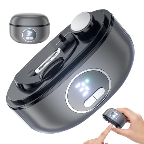 Electric Nail Clippers, 2 in1 Smart Toenail Clippers with File&Nail Trimmer, Polishing for Fingers and Toes, Rechargeable Fingernail Grinder with 3 Speeds for Senior Adults Caregivers, TitaniumGray