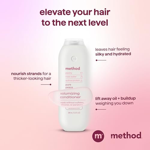 Method Volumizing Conditioner, Pure Peace with Rose, Peony, and Pink Sea Salt Scent Notes, Paraben and Sulfate Free, 13.5 oz (Pack of 1)