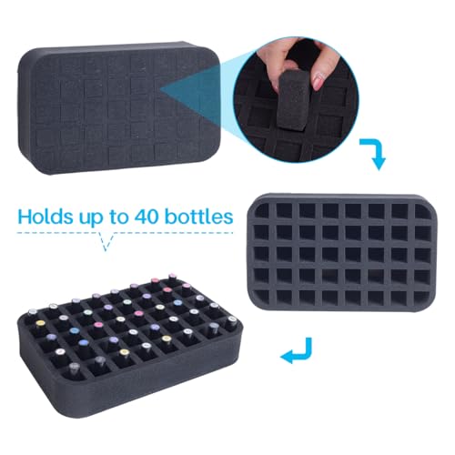 Nail Polish Organizer Holder Foam Pad with Slots for Storage 40 Bottles (15ml/0.5fl.oz) Nail Polish or Essential Oil Tray for Drawers Black