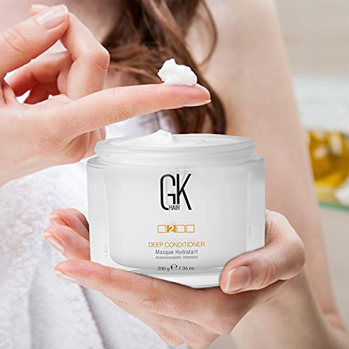 GK HAIR Global Keratin Leave in Conditioner Cream For Detangling Smoothing Strengthening 130ml - Deep Conditioner Masque 200g/7.5oz Dry Damage Hair Conditioning