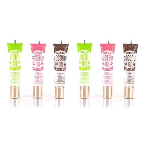 Ruby Kisses Broadway Vita-Lip Clear Lip Gloss (6 Pack Mint, Rosehip, Coconut Oil), Ultra-Hydrating & Soothing Formula with Vitamin Oils, High-Shine Non-Sticky Finish, Healing Lip Balm for Healthy Lips
