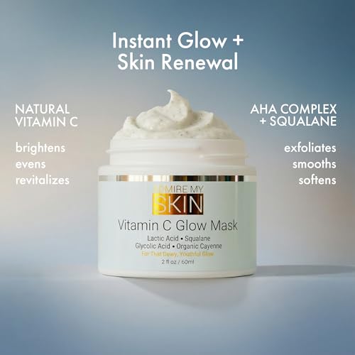 Vitamin C Mask for Face ? Brightening Face Masks Skin Care Contains Glycolic Acid and Lactic Acid + Squalane Oil ? Hydrating Beauty Face Mask for Glowing Youthful Skin and Smooth Even Skin Tone 2oz
