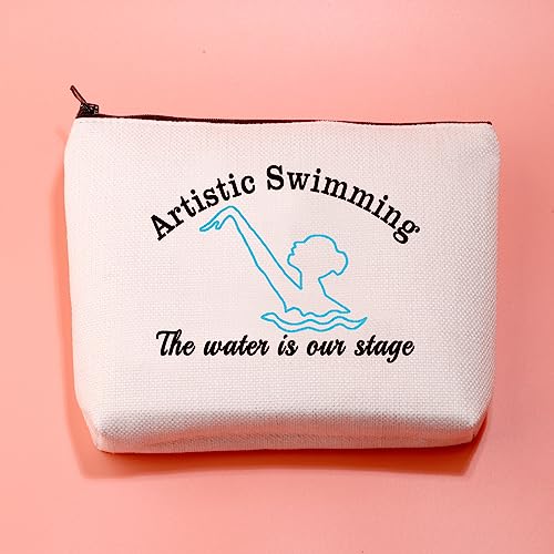JXGZSO Artistic Swimming Makeup Bag Synchronized Swimming Gift Artistic Swimming The Water Is Our Stage Swimmer Toiletry Bag