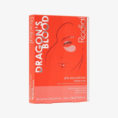 Rodial Dragon¡¯s Blood Jelly Eye Patches (4 Sachets), Hydrating Under-Eye Patches for Firmness & Elasticity, with Hyaluronic Acid & Dragon¡¯s Blood, Makeup Prep