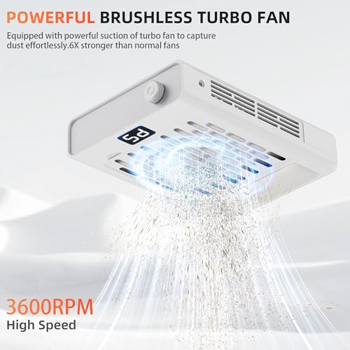Nail Dust Collector, Professional Brushless Turbo 5 Speed Dust Collector Powerful Duster Machine Tool for Acrylic Nail Polishing