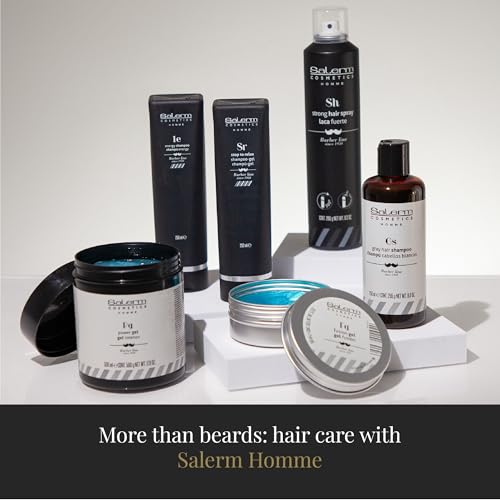 SALERM - Men's Hair Styling Gel - Homme Barber Line - 500 ml - Intense Hold Blue Gel - Hydrating and Texturizing - Keeps Hair Styled Longer - Alcohol-Free Formula