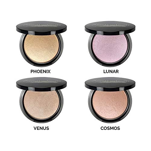 Aesthetica Starlite Highlighter - Metallic Shimmer Highlighting Makeup Powder - Cosmos (Sparkling Rose Gold)