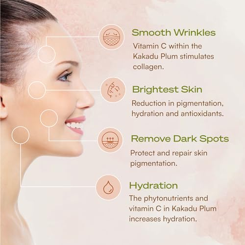Natural Vitamin C Facial Serum with Kakadu Plum Extract - 100x More Vitamin C Than an Orange - Anti-Aging, Anti-wrinkles, Hydrating Skincare - 1 fl oz