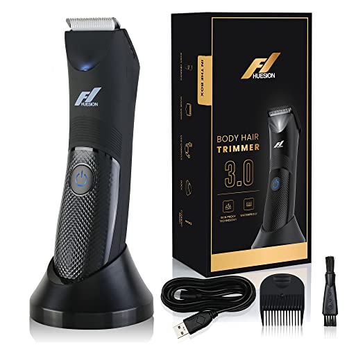 Fhuesion¢ç Manscape Trimmer for Men -IPX7 Waterproof Ball Trimmer w/Light & Ceramic Blade, Body Groomer for Pubic/Body/Groin Grooming, Electric Razor Shavers USB-C Charging, No Nicks, Gifts for Him