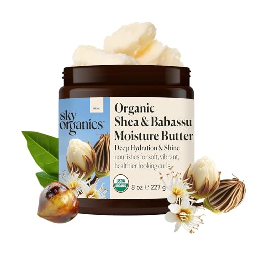 Sky Organics - Organic Shea Butter, Deep Hydration Hair & Skin Nourishing Butter for Curly Hair, Frizz Control, and Smooth Skin ? Organic Plant Oils Blend ? Vegan, Cruelty-Free