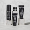 MAXXED Men's Skincare Set - Travel Skincare Set with Under Eye Cream, Charcoal Face Wash, Jojoba Face Scrub and Vitamin C Moisturizer - 4 in 1 Men's Skin Care Kit for Hydration and Pore Cleansing