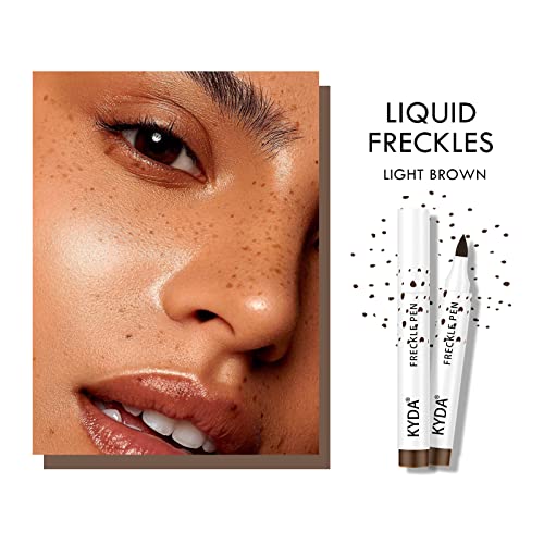 KYDA 2 Colors Freckle Pen,Natural Lifelike Freckle Makeup, Waterproof Longlasting Soft Dot Sopt Pen, Sunkissed Makeup-Dark Brown&Light Brown