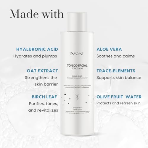 Hydrating Hyaluronic Acid Face Toner for Sensitive Skin ? Pore-Minimizing, Anti-Aging & Radiance-Boosting with Aloe Vera, Oat & Birch Leaf ? Alcohol-Free & Dermatologically Tested