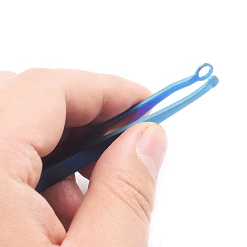 Nose Hair Tweezers Nose Hair Trimming Tweezers Stainless Steel Round Head Tweezers Eyebrow Clippers Trimmer Water Resistant for Men Women Sideburns, Brow, Body, Noses (Blue)