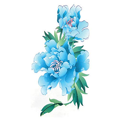 Arm Temporary Tattoos Blue Flower Sexy Transfer Body Art Tattoos for Women 5 Sheets
