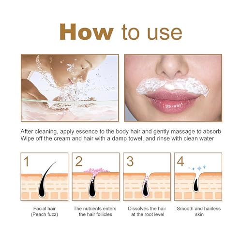 Facial Hair Removal for Women Cream, Coconut Hair Remover for Upper Lip And Chin for Women Face Hair Remover for Body Sensitive Skin Hair Removal Cream Gentle & Non-Irritating 1.75Fl.Oz