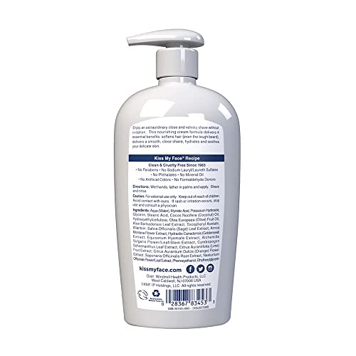 Kiss My Face 4 in1 Moisture Shave, Fragrance Free 11 oz (Pack of 3)