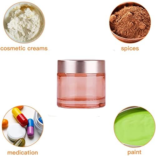 Sxminer 6 Pack 2 oz Pink Glass Jars Glass Empty Cream Jar Bottles with Rose Gold Lids 60ml Refillable Cosmetic Containers Travel Jar Empty Sample Jar Makeup Jar Pot for Cream Lotion Lip Balm Eyeshadow