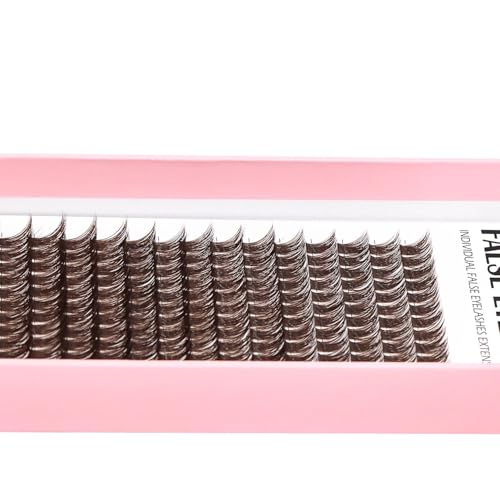 Bodermincer Large Tray 12-14-16mm Mixed 180 Cluster Brown Eyelashes Segmented Professional Makeup Individual DIY Cluster Eye Lashes Grafting Fake False Eyelashes (Brown 14-16-18mm Mixed)